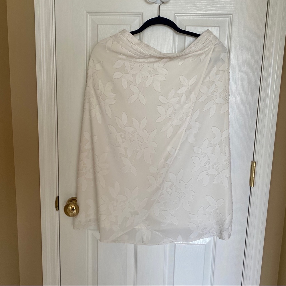White Floral Wrap MIDI Skirt - Ann Taylor